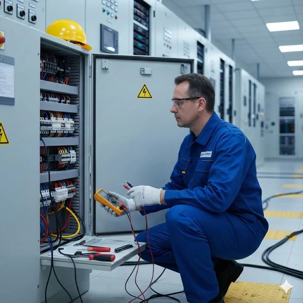 Elektryk przy pracy